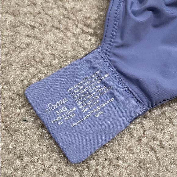 Preowned Soma Memorable Full Coverage Underwire light purple 34G Bra - Picture 6 of 8